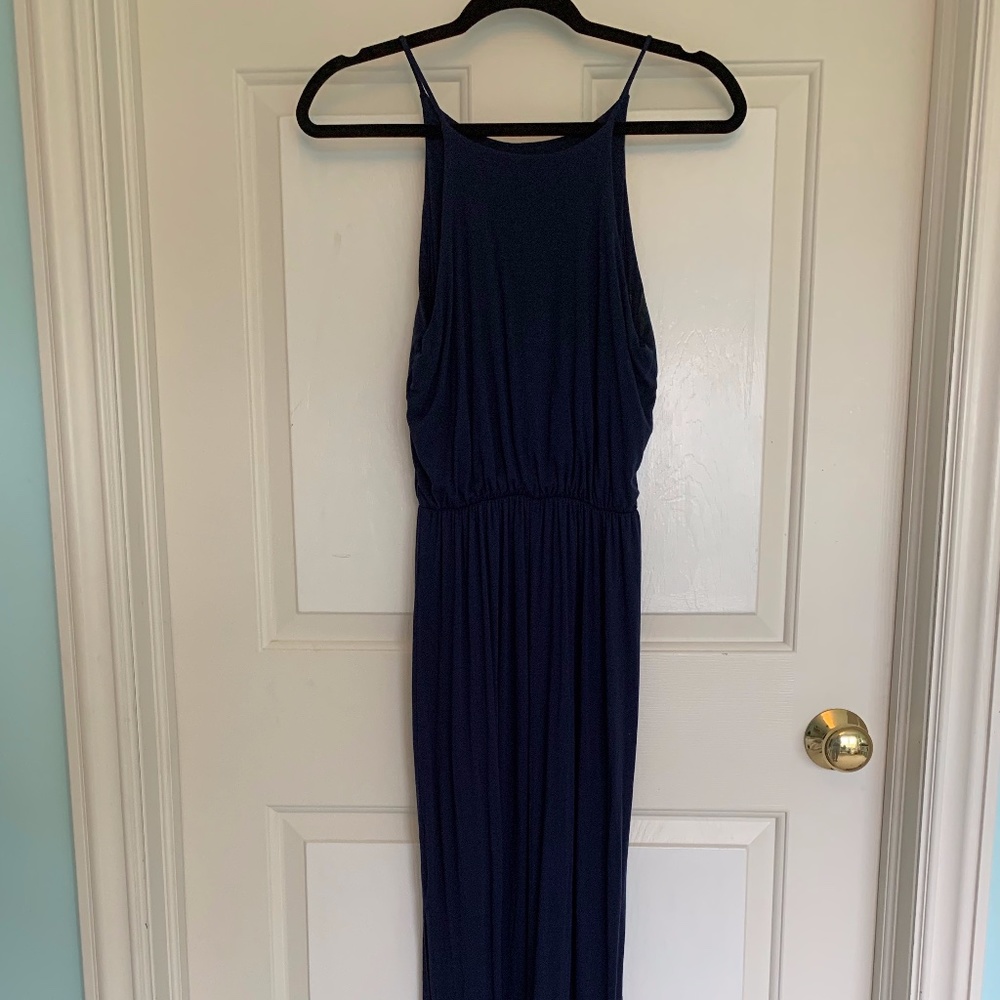 Navy Halter Top Maxi Dress